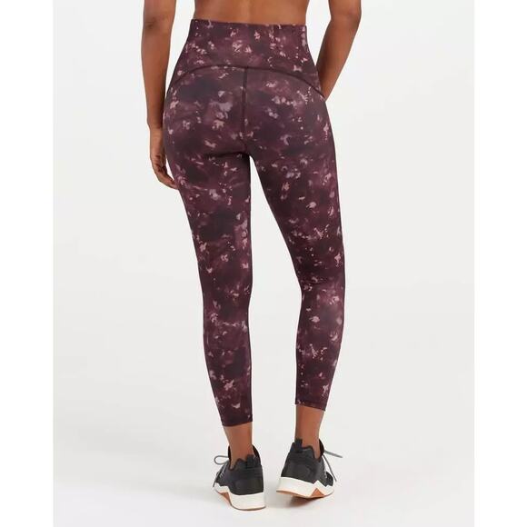 SPANX Booty Boost Active Print 7/8 Legging in Wine/Orange Tie-Dye Size Small - Picture 2 of 15
